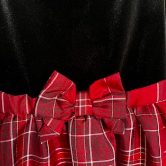 🧡3/15 The Children's Place Velvet Black/Red/Gold Dress Girls 5T - Picture 2 of 9